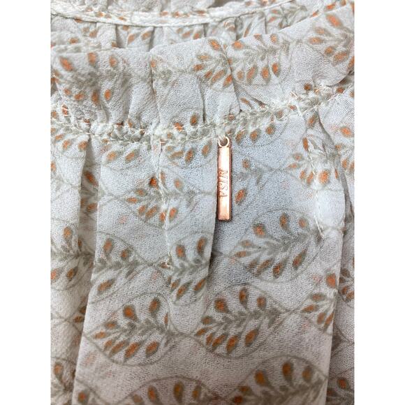 NWT MISA DRESS MIDI FLORAL TIERED RUFFLE COTTAGECORE BOHO CHIC CORAL PEACH BEIGE - Picture 14 of 15